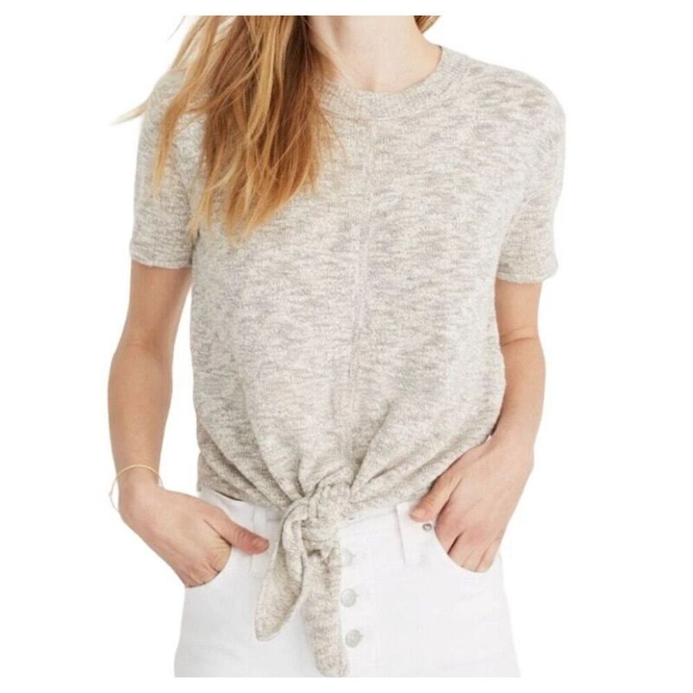 Madewell Women's Greige Knot Front Cotton Knit T-Shirt XL